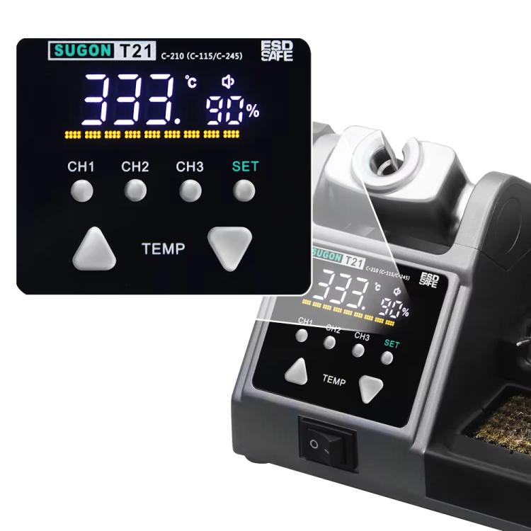 SUGON T21 Constant Temperature Soldering Station 120W High Power Soldering Iron With I/IS/K Tip Nozzle, Spec: 115 Handle(US Plug)