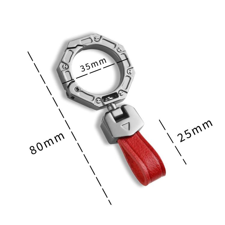 Hallmo Business Zinc Alloy Top-Layer Cowhide Key Chain Car Key Anti-Lost Pendant(Black)