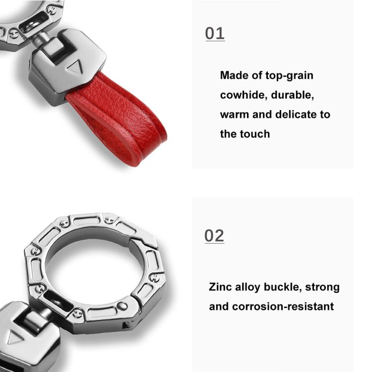 Hallmo Business Zinc Alloy Top-Layer Cowhide Key Chain Car Key Anti-Lost Pendant(Blue)