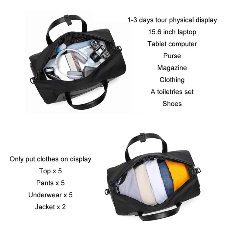Ozuko 20 Inch Travel Business Foldable Waterproof Handbag(Black)