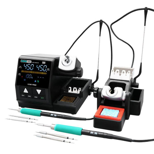 SUGON T60+TJ8+210/245 Handle+I/K/IS Tips x 6 Precision Soldering Station Soldering Iron Set Cell Phone Repair Soldering Tool(US Plug)