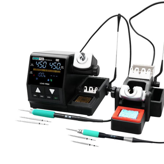SUGON T60+TJ8+210/115 Handle+I/K/IS Tips x 6 Precision Soldering Station Soldering Iron Set Cell Phone Repair Soldering Tool(US Plug)