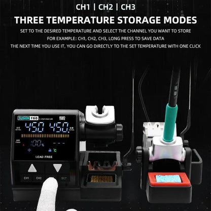 SUGON T60+TJ8+210/245 Handle+I/K/IS Tips x 6 Precision Soldering Station Soldering Iron Set Cell Phone Repair Soldering Tool(EU Plug)