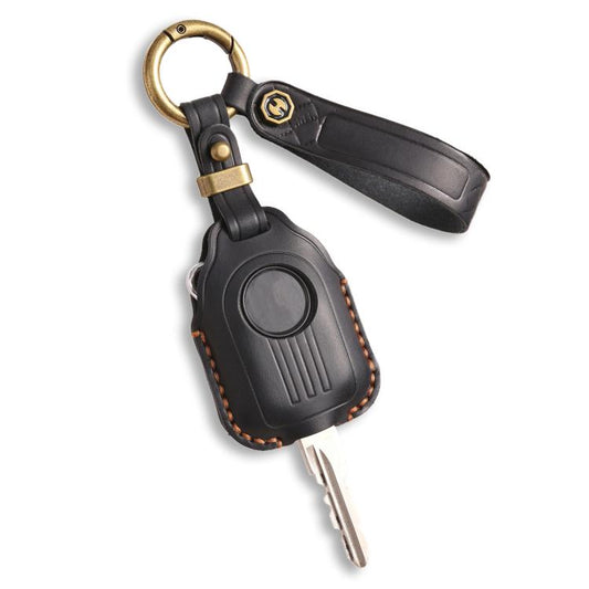 Hallmo For Peugeot Django 150 Motorcycle Natural Cowhide Key Protective Cover(Balck)