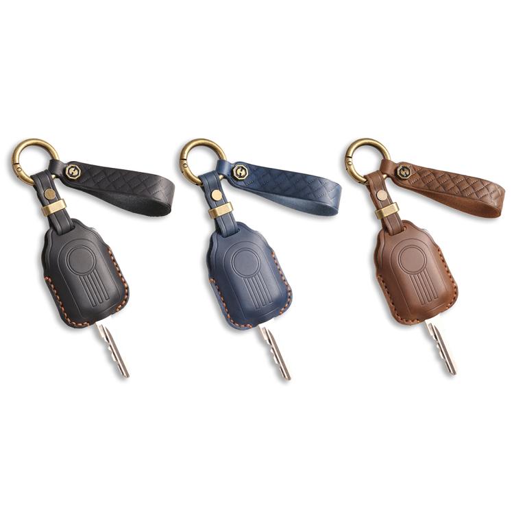 Hallmo For Peugeot Django 150 Motorcycle Natural Cowhide Key Protective Cover(Brown)