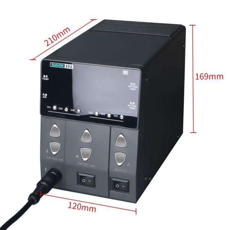 SUGON 202 2 In 1 Soldering Iron Dual Display Cell Phone Repair Hot Air Thermostat Soldering Station Combination Set US Plug