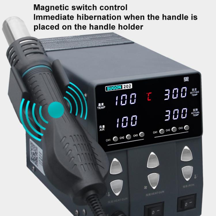 SUGON 202 2 In 1 Soldering Iron Dual Display Cell Phone Repair Hot Air Thermostat Soldering Station Combination Set US Plug