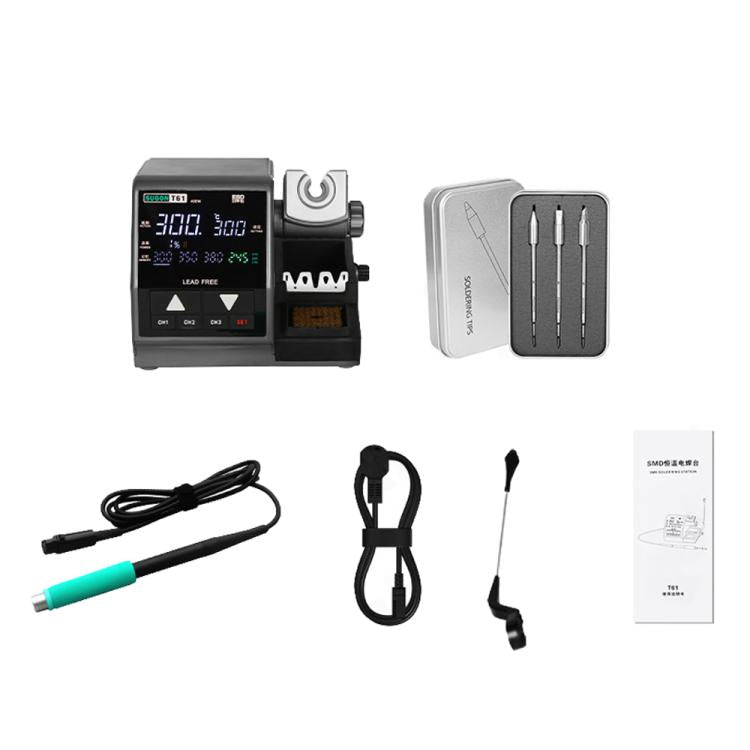 SUGON T61+T245 Handle+470 Tips x 3 Precision Soldering Station 400W High Power Soldering Iron(EU Plug)