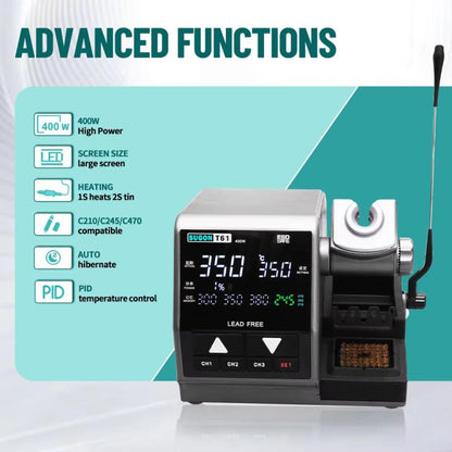 SUGON T61+T245 Handle+245 Tips x 3 Precision Soldering Station 400W High Power Soldering Iron(EU Plug)