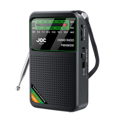JOC TG-77 Mini FM / AM / SW Portable Full-Band Full-Channel Radio(Black)