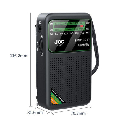 JOC TG-77 Mini FM / AM / SW Portable Full-Band Full-Channel Radio(Gold)