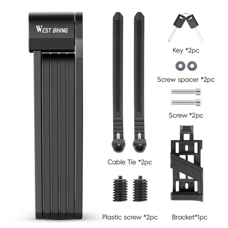 WEST BIKING Bicycle Folding Lock Anti-theft Equipment For Cycling(Black)