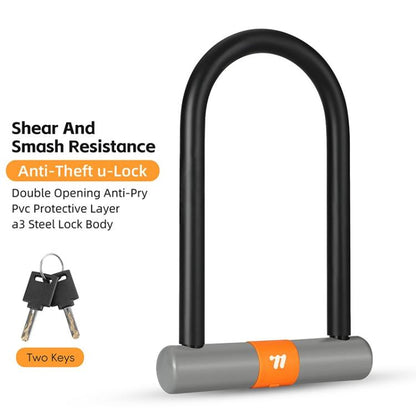WEST BIKING Bicycle Motorcycle Anti-theft Double-opening U-shaped Mortise Lock(Black Gray)