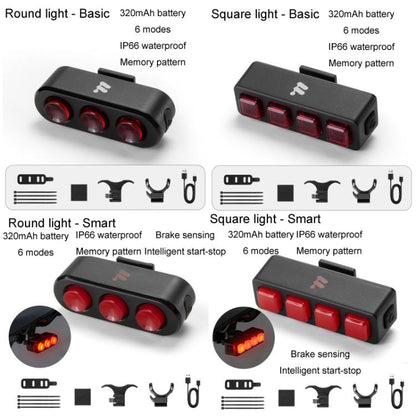 WEST BIKING Bicycle Night Riding Long Endurance Warning Brake Taillight, Style: Round Light Basic