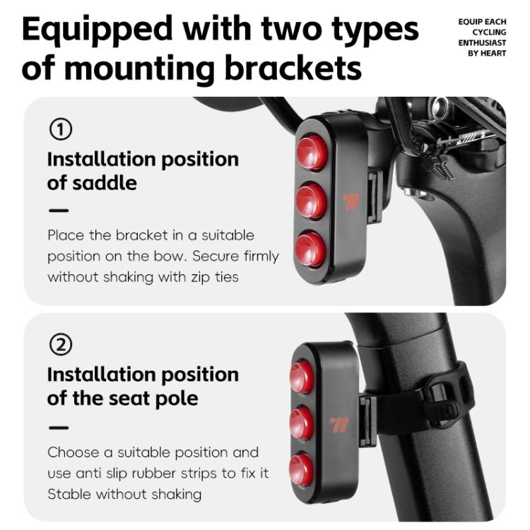 WEST BIKING Bicycle Night Riding Long Endurance Warning Brake Taillight, Style: Square Light Basic