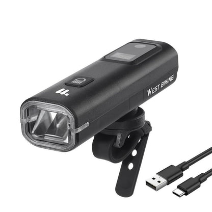 WEST BIKING Bicycle Waterproof TYPE-C Rechargeable High-Brightness Headlight, Style: Digital Battery Display