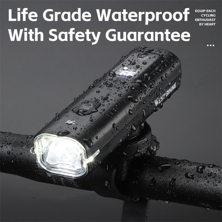 WEST BIKING Bicycle Waterproof TYPE-C Rechargeable High-Brightness Headlight, Style: Digital Battery Display