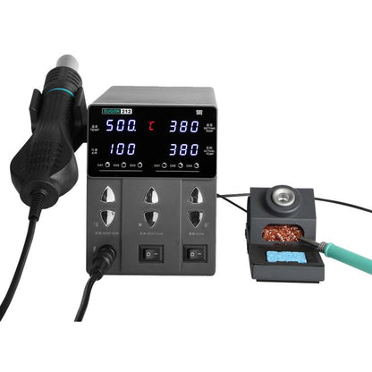 SUGON 212 2 In 1 Soldering Iron Dual Display Cell Phone Repair Hot Air Constant Temperature Soldering Station Combination Set EU Plug