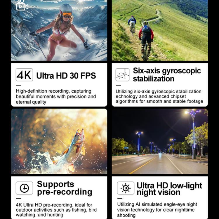 SOOCOO SAW1 With 32G Memory Card 4K HD Anti-Shake Waterproof Motorcycle Riding Recorder Chest Head Mounted Diving Thumb Camera