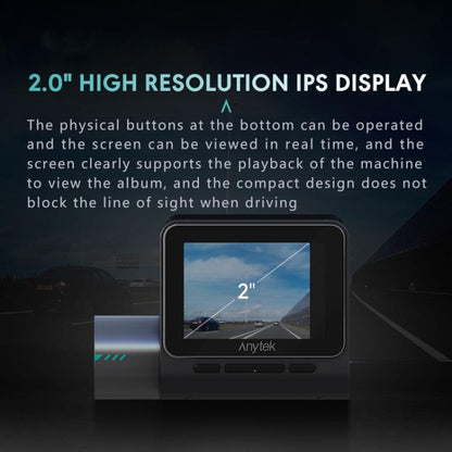 Anytek T3 PRO 2 inch 2K HD Night Vision Car Recorder Hidden Car Camera Front & Rear Dual Recording(Black)