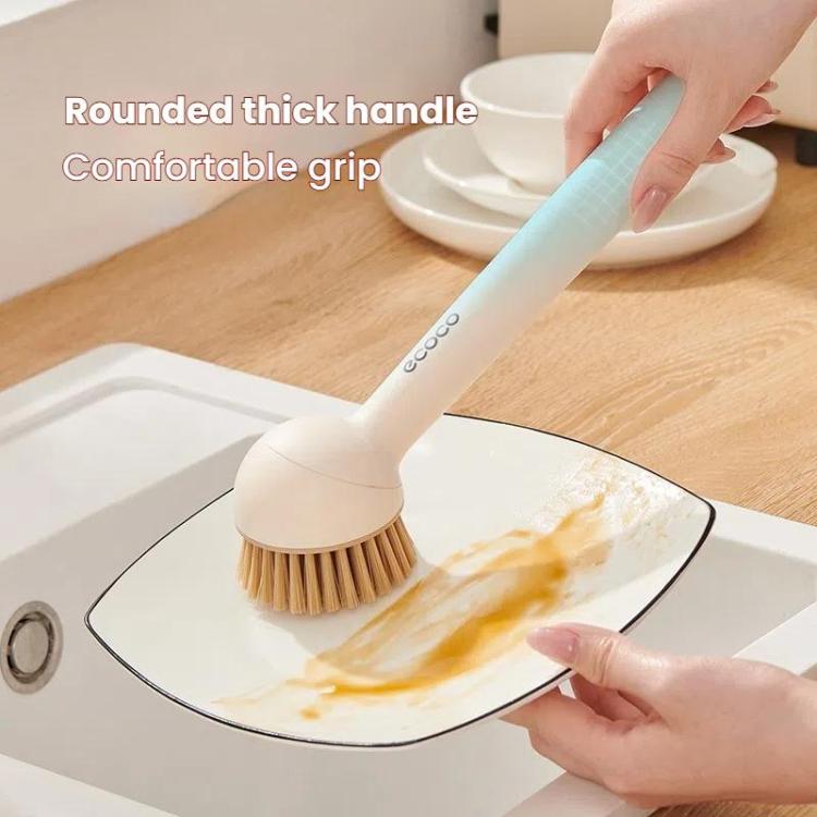2pcs /Set ecoco Pot Washing Brush Short Handle Squeezeable + Long Handle Rotatable Household Dishwashing Brush(Simple White)