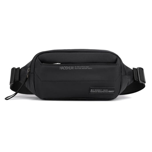 HAOSHUAI Sac Banane de Course Homme Extérieur Sac Poitrine Décontracté Sacoche (Noir)