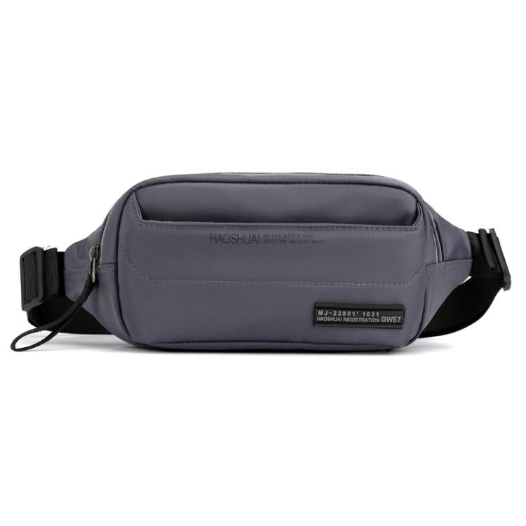 HAOSHUAI Sac Banane de Course Extérieur pour Homme, Sacoche Poitrine Décontractée, Sac Messager (Gris)