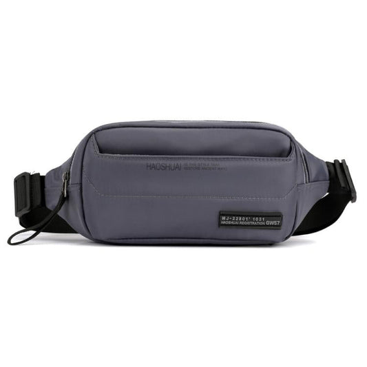 HAOSHUAI Sac Banane de Course Extérieur pour Homme, Sacoche Poitrine Décontractée, Sac Messager (Gris)