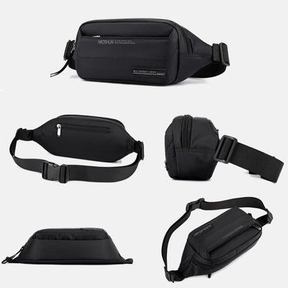 HAOSHUAI Men Outdoor Running Waist Bag Casual Chest Pouch Messenger Bag(Black)