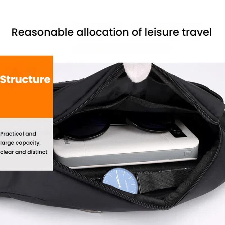 HAOSHUAI Sac Banane de Course Extérieur pour Homme, Sacoche Poitrine Décontractée, Sac Messager (Gris)