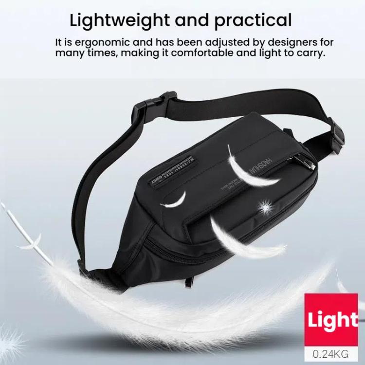 HAOSHUAI Sac Banane de Course Extérieur pour Homme, Sacoche Poitrine Décontractée, Sac Messager (Gris)