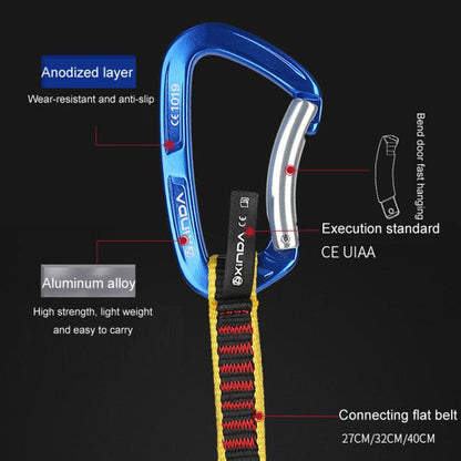 27cm XINDA XD-CP05/06 Outdoor Mountaineering Climbing Straight Door Curved Door Fast Hanging Safety Buckle Flat Belt