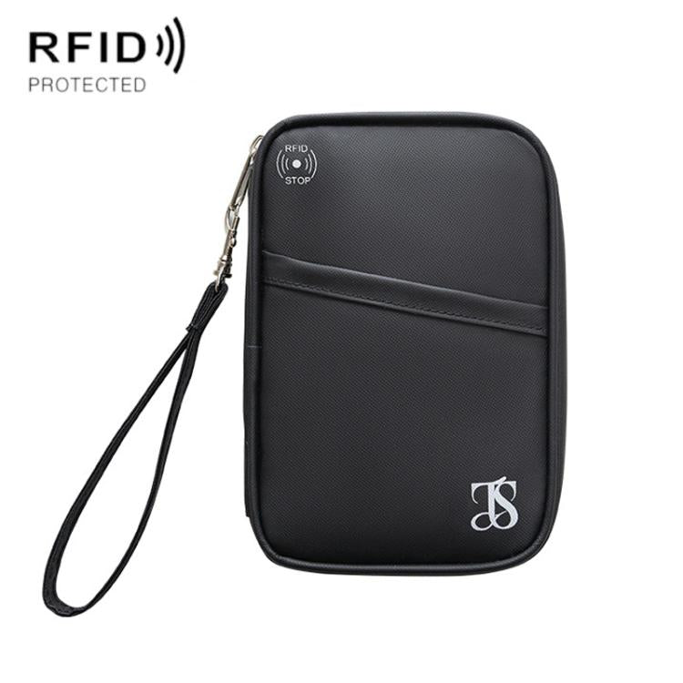 TRAVEL SEASON RFID Anti-theft Passport Clip ID Bag Waterproof Protective Case Travel Organizer Bag, Color: Small Black