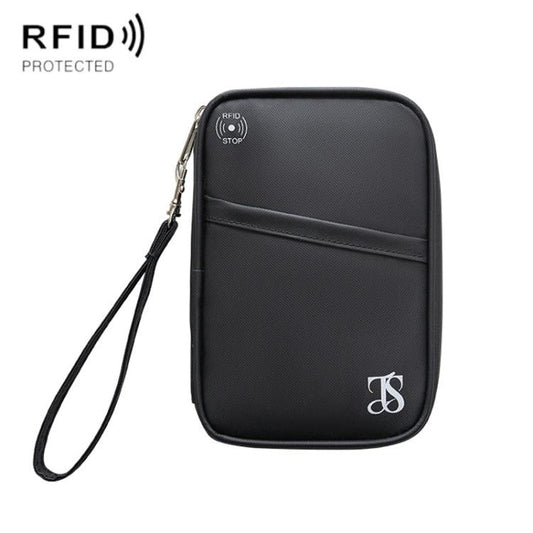 TRAVEL SEASON RFID Anti-theft Passport Clip ID Bag Waterproof Protective Case Travel Organizer Bag, Color: Small Black