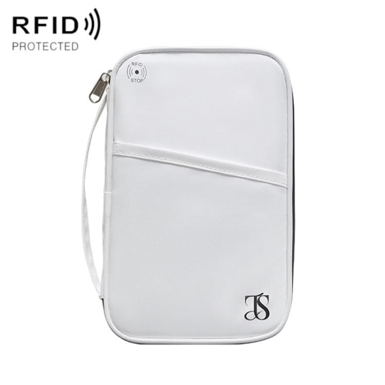 SAISON DE VOYAGE Clip de passeport RFID antivol Sac d'identité Étui de protection étanche Sac organisateur de voyage, Couleur: Grand Blanc