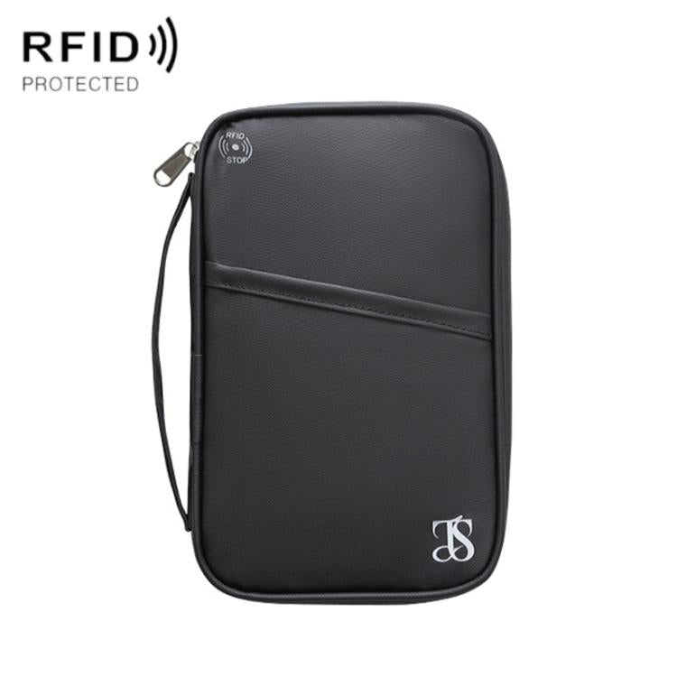 TRAVEL SEASON RFID Anti-theft Passport Clip ID Bag Waterproof Protective Case Travel Organizer Bag, Color: Large Black