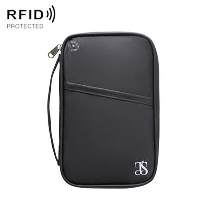 TRAVEL SEASON RFID Anti-theft Passport Clip ID Bag Waterproof Protective Case Travel Organizer Bag, Color: Large Black