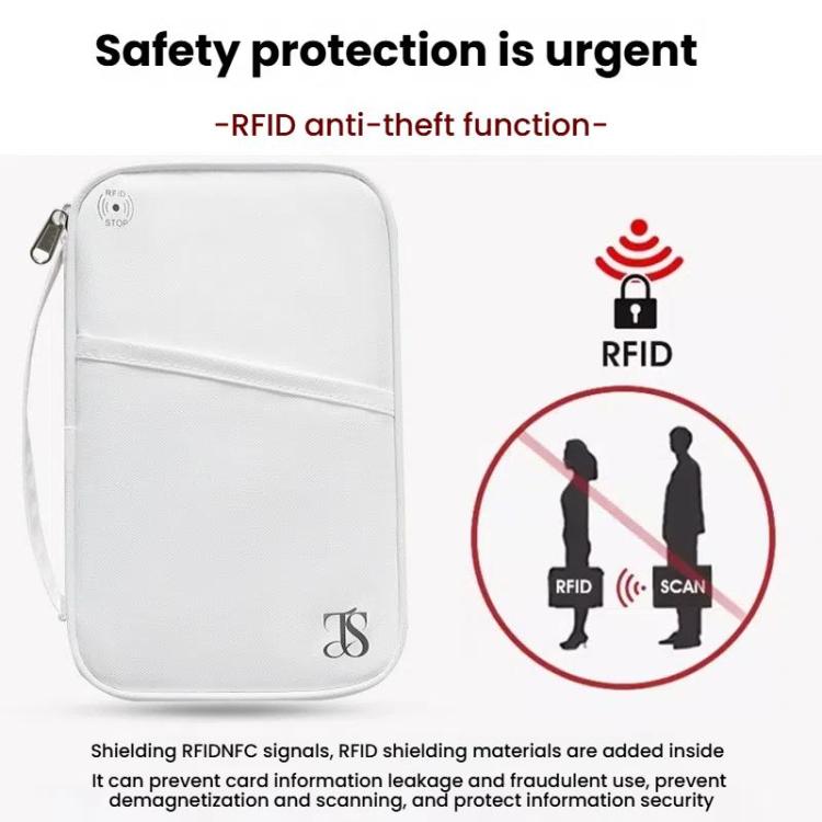 TRAVEL SEASON RFID Anti-theft Passport Clip ID Bag Waterproof Protective Case Travel Organizer Bag, Color: Small White