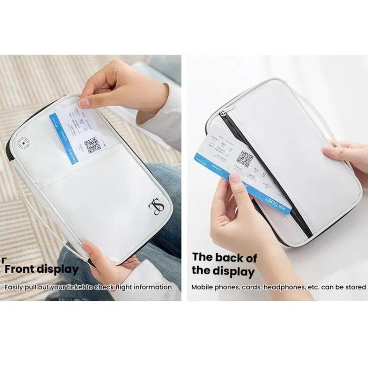 TRAVEL SEASON RFID Anti-theft Passport Clip ID Bag Waterproof Protective Case Travel Organizer Bag, Color: Small White