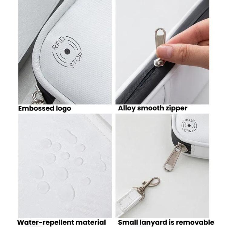 TRAVEL SEASON RFID Anti-theft Passport Clip ID Bag Waterproof Protective Case Travel Organizer Bag, Color: Small White