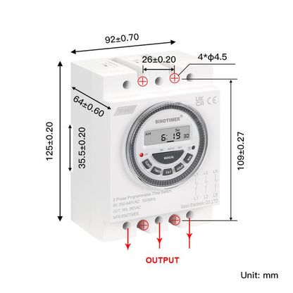 SINOTIMER TM619-380V 16A 3 Phase Timer Switch 7-Day Programmable Minimum Interval 1 Minute