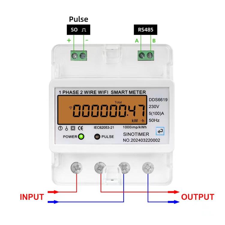 SINOTIMER DDS6619-047 100A Without Switch Single-phase Tuya WiFi Energy Meter AC 220V