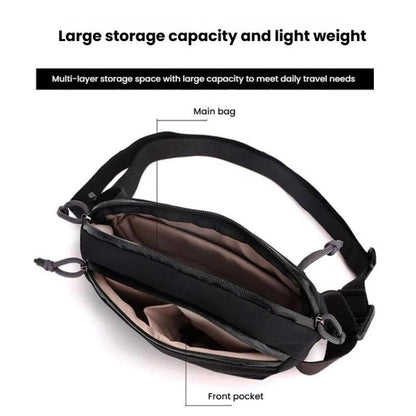 WEPOEWR Men Chest Bag Personalized Commuter Shoulder Bag Mobile Phone Waist Pack(Black)