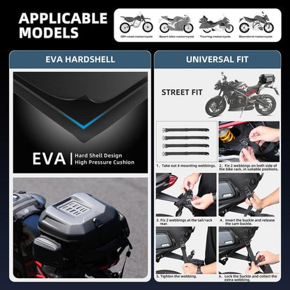 Rhinowalk MT2335 23L-35L Expandable Large-capacity EVA Hard Shell Motorcycle Tail Bag(Carbon Fiber)