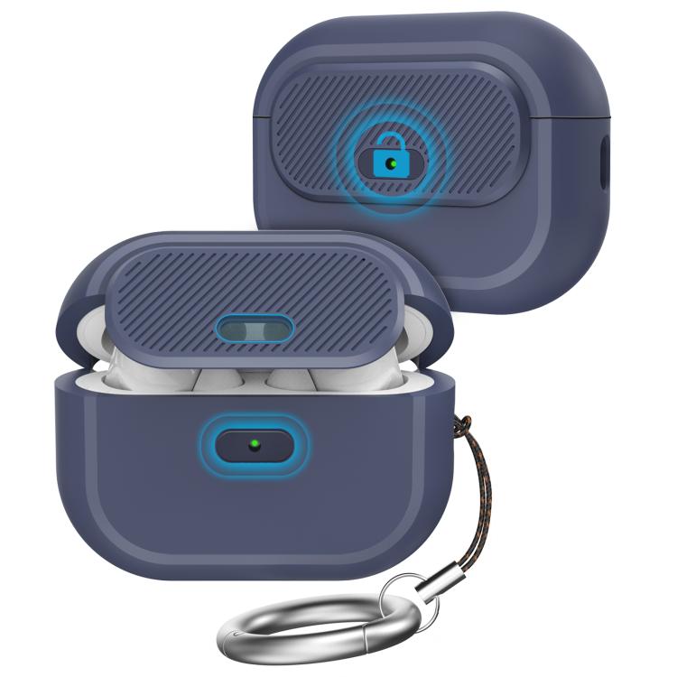 For AirPods Pro / Pro 2 AhaStyle JY17 Silicone Lock Protective Case(Blue)