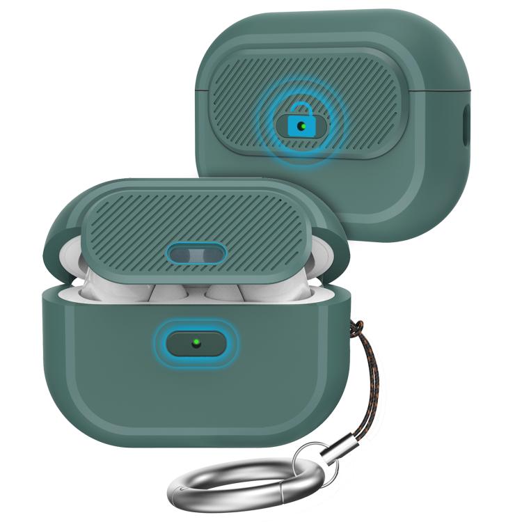 For AirPods Pro / Pro 2 AhaStyle JY17 Silicone Lock Protective Case(Green)