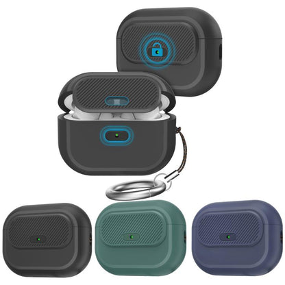 For AirPods Pro / Pro 2 AhaStyle JY17 Silicone Lock Protective Case(Blue)
