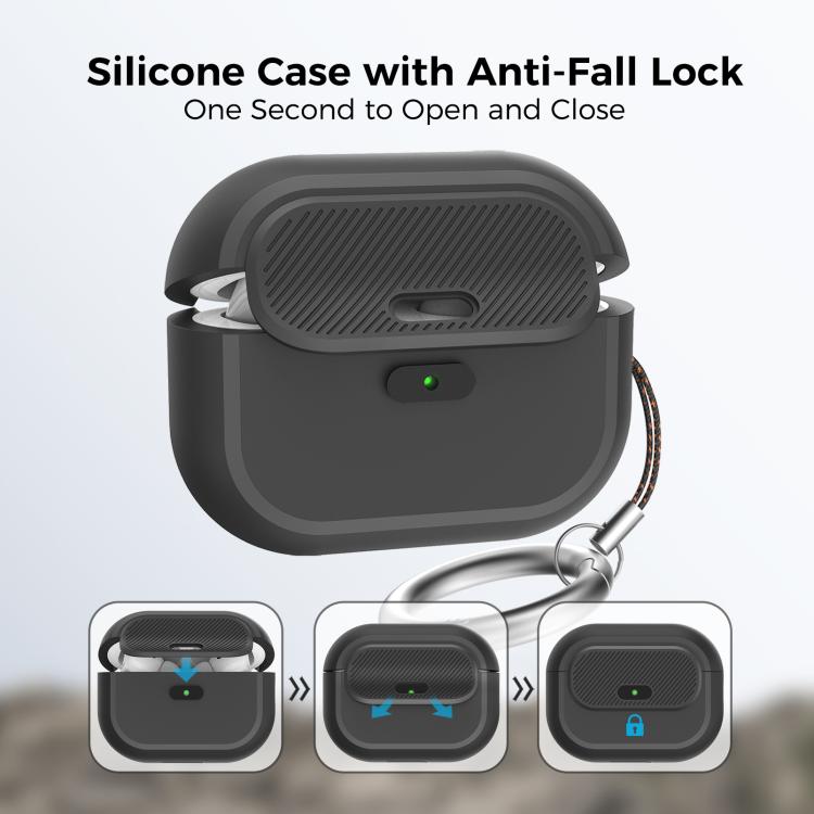 For AirPods Pro / Pro 2 AhaStyle JY17 Silicone Lock Protective Case(Blue)