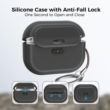 For AirPods Pro / Pro 2 AhaStyle JY17 Silicone Lock Protective Case(Blue)