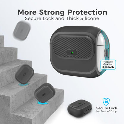 For AirPods Pro / Pro 2 AhaStyle JY17 Silicone Lock Protective Case(Blue)